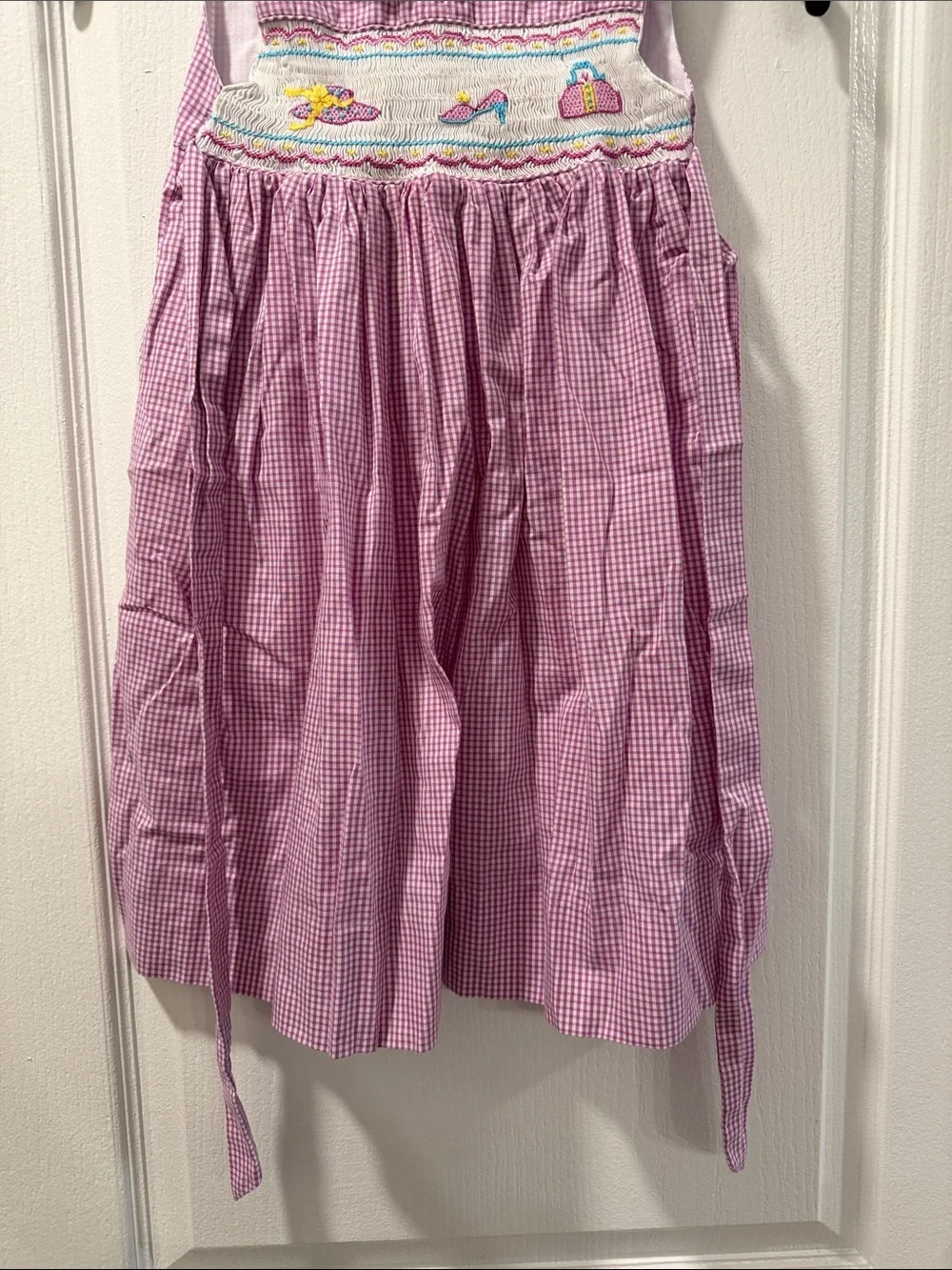 Orient Express Lavender Gingham Smocked Dress with White Collar Size 4